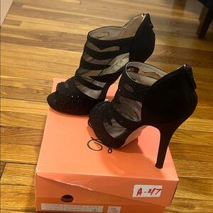De Blossom Collection Black Strappy Heels